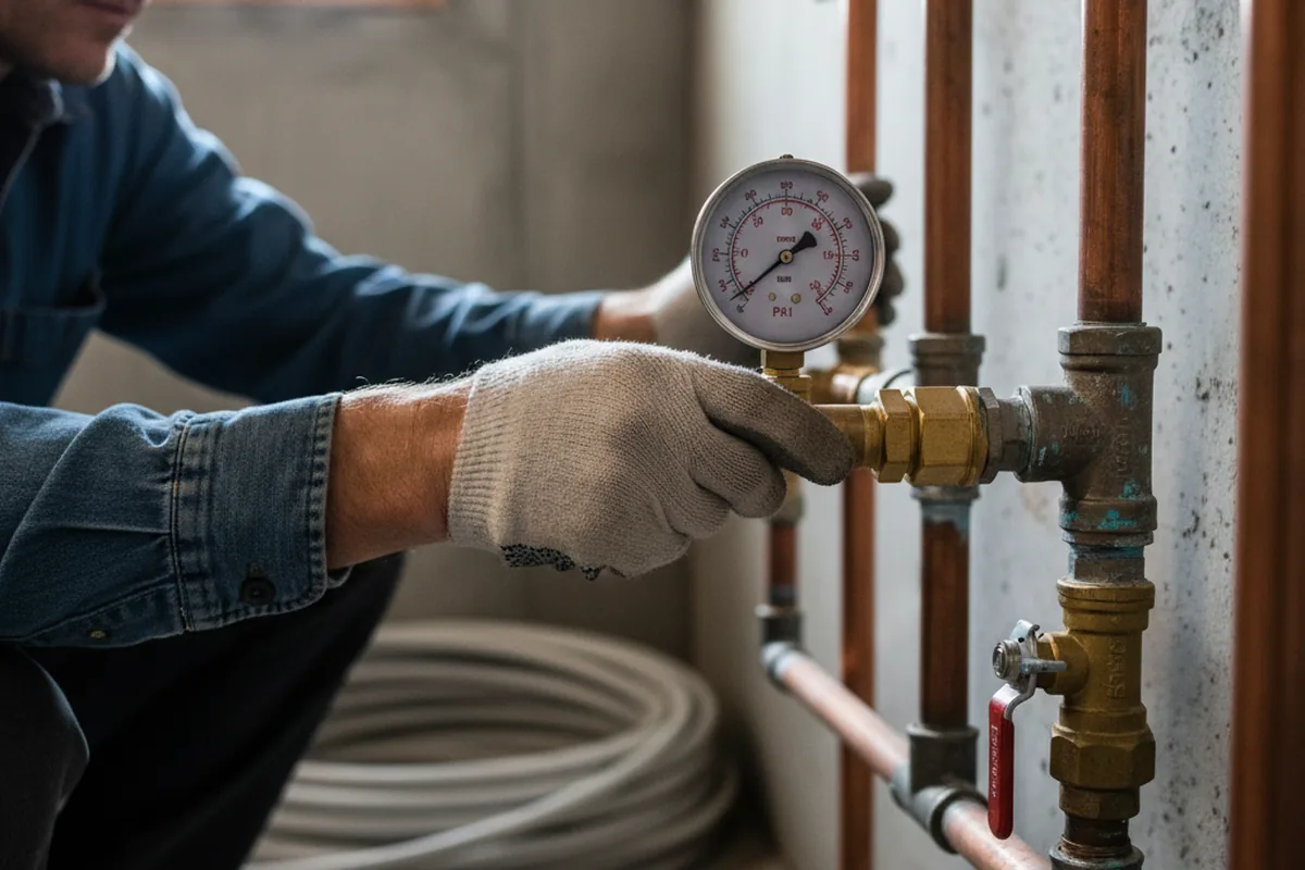 Pressure testing a repaired line during Water Line Repair in Cream Ridge